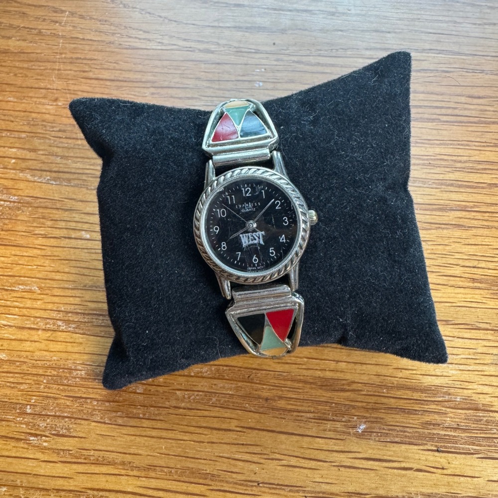 L.A.Express West Vintage Ladies Watch LAX809 Silverโ Tone Enamel Band